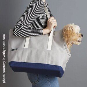 Love thy Beast Pet Tote, Gray/Navy